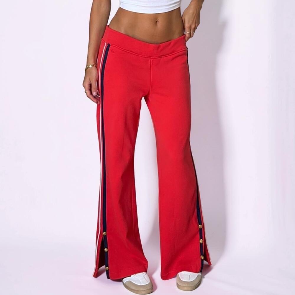 Lauren Ralph Lauren Red Pull On Side Ankle Snap Sweatpants XXS